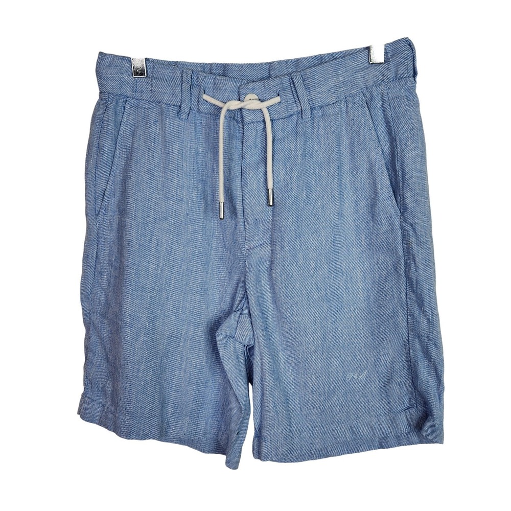 PORTER & ASH Shorts Mens 30 Blue Linen Blend Drawstring Chino Casual 7"